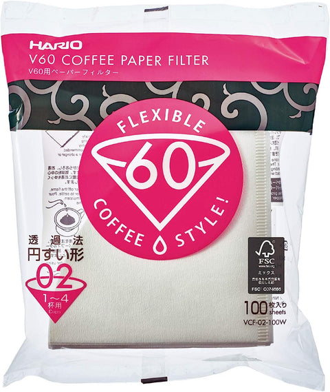 Hario V60 White Paper Coffee Filter Size 02 - 100/Box